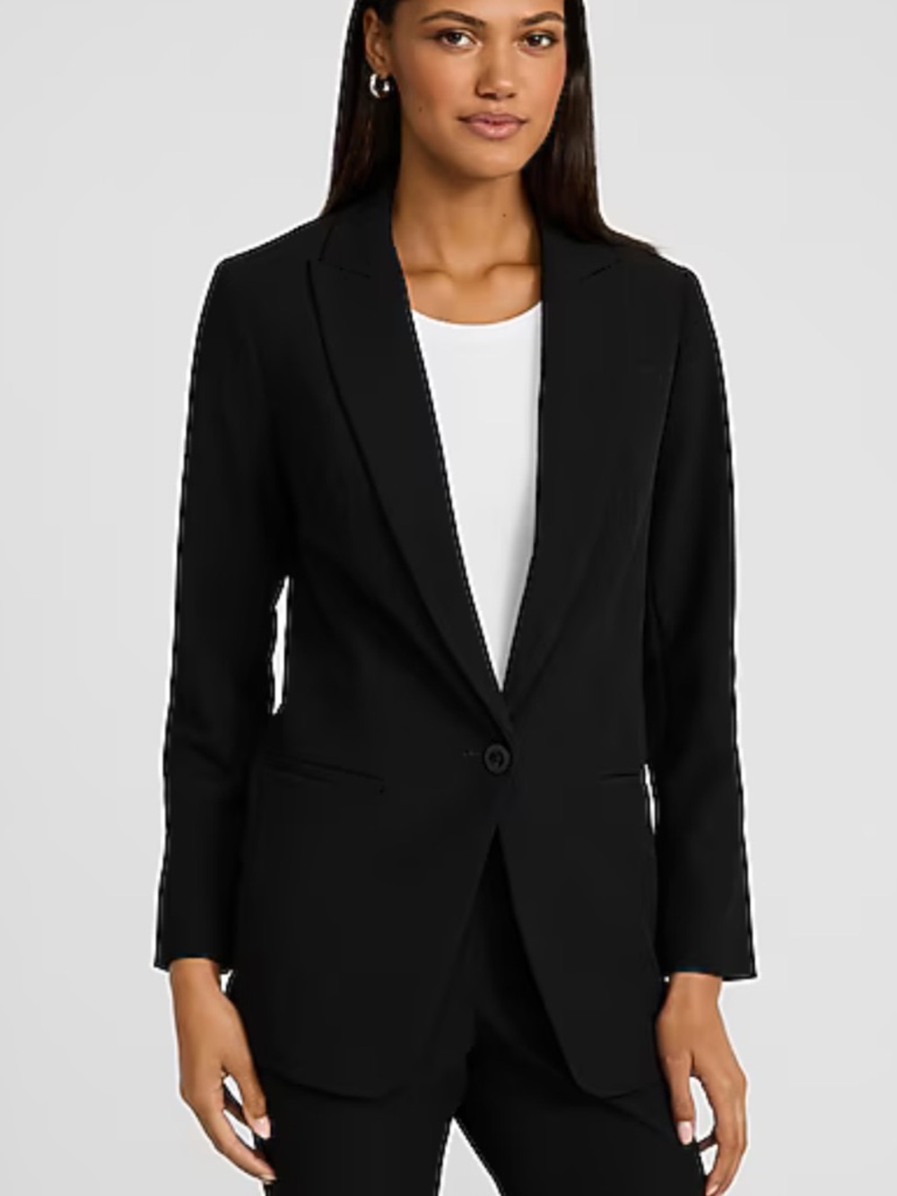 Express Classic Black Women's Blazer – Sleek Single-Button Jacket